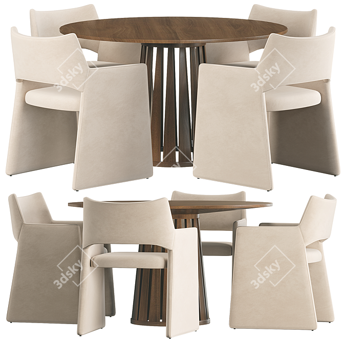 Elegant Foley Faux Mohair Dining 3D model image 2