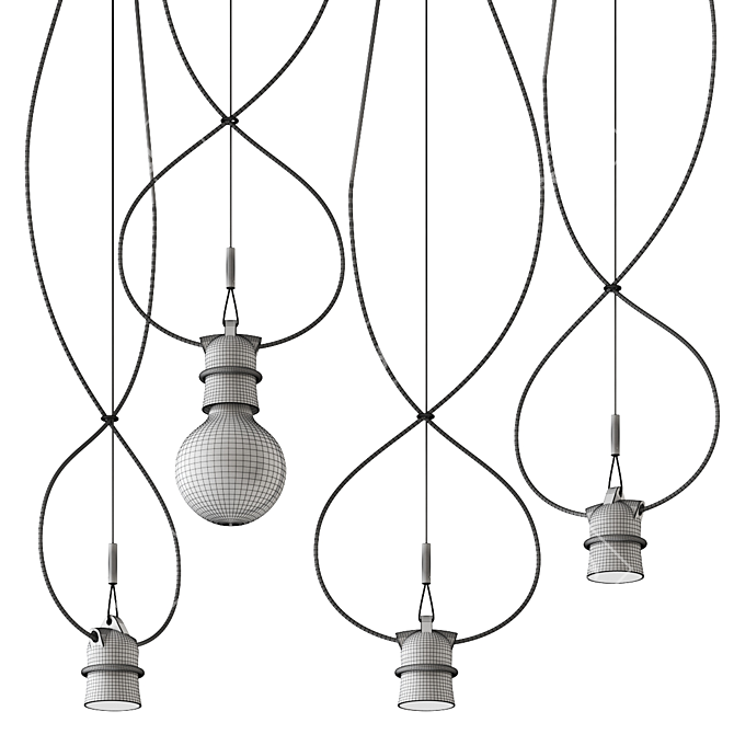 Sleek Lumen Pendant Lamp 6 Options 3D model image 2