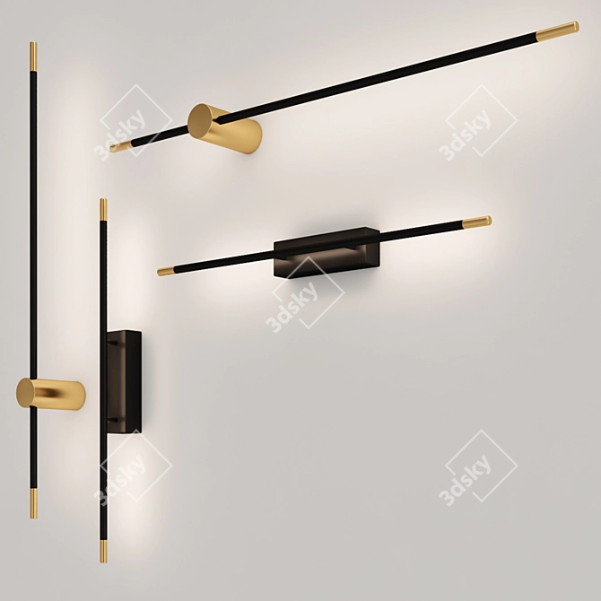 Elegant Drawing Line Wall Lamps 3D model image 2