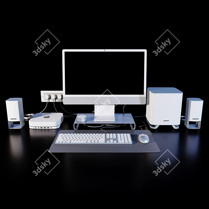 Apple iMac Custom White Bundle 3D model image 1