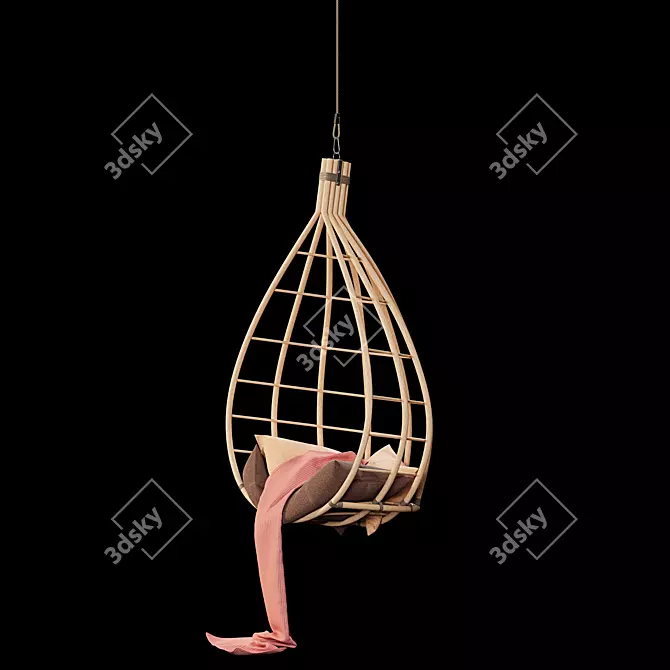 Rattan Hanging Chair Model Sync 3D model image 2