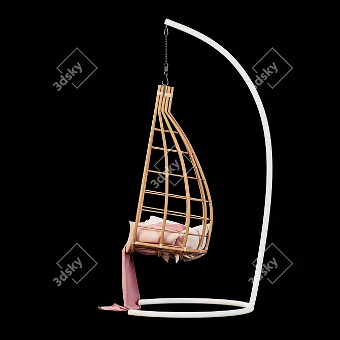 Rattan Hanging Chair Model Sync 3D model image 3