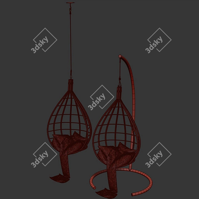 Rattan Hanging Chair Model Sync 3D model image 6