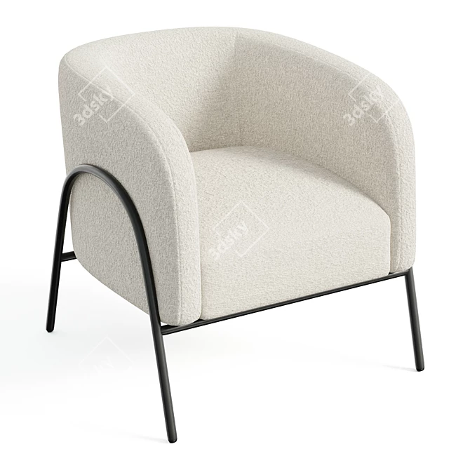 Scandinavian-inspired Barrel Back Accent Chair 3D model image 1