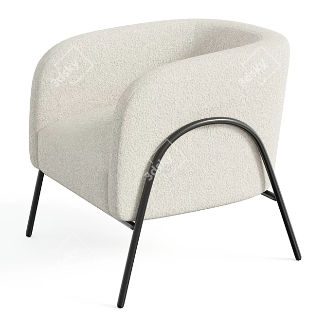 Scandinavian-inspired Barrel Back Accent Chair 3D model image 4