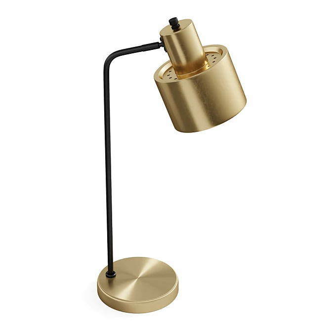 Brushed Gold Cylinder Desk Lamp 3D model image 5