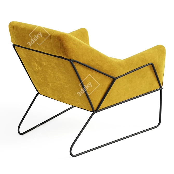 Mustard Velvet Metal Framed Armchair 3D model image 2