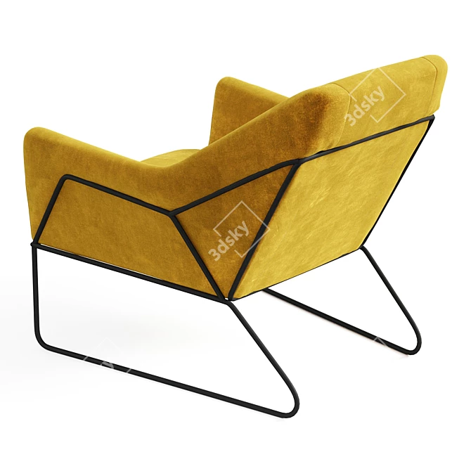 Mustard Velvet Metal Framed Armchair 3D model image 3