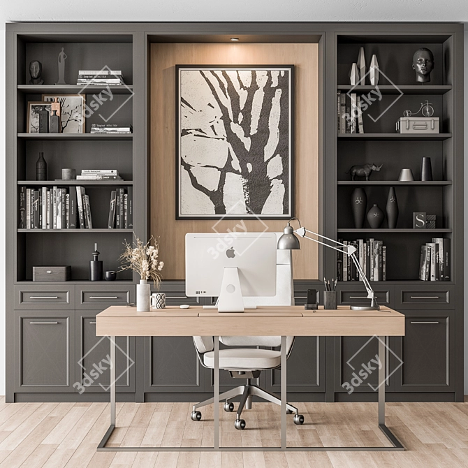 Gray Home Office Furniture Set 3D model image 1