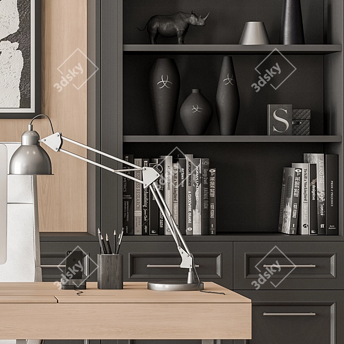 Gray Home Office Furniture Set 3D model image 3