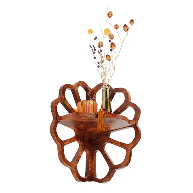 Blooming Acacia Wood Wall Shelf 3D model image 4