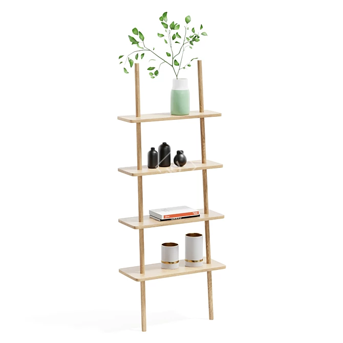 `Nordic Oak Ladder Display Shelf` 3D model image 1