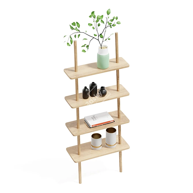 `Nordic Oak Ladder Display Shelf` 3D model image 3