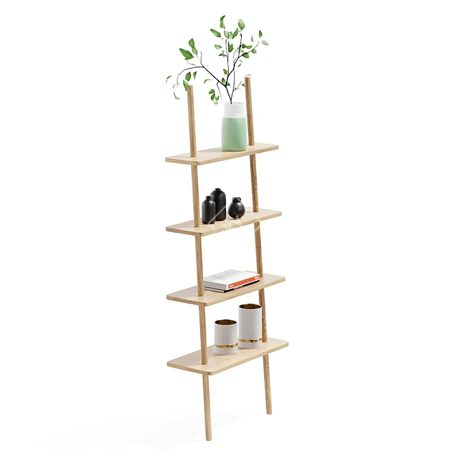 `Nordic Oak Ladder Display Shelf` 3D model image 4