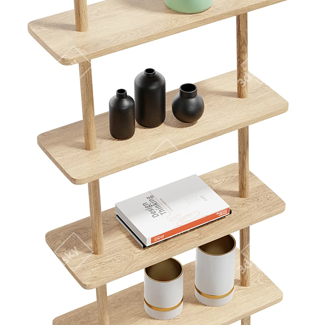 `Nordic Oak Ladder Display Shelf` 3D model image 5