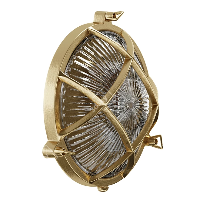 Brass Bunker Round Wall Light 3D model image 3