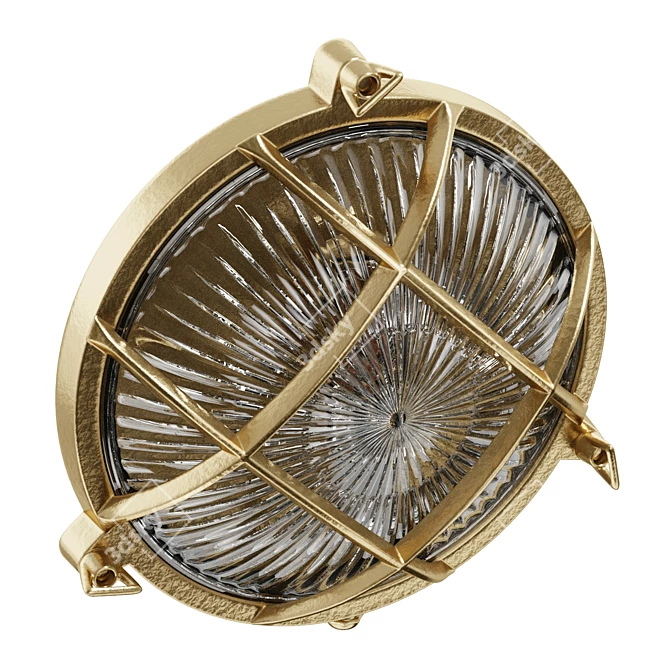 Brass Bunker Round Wall Light 3D model image 4