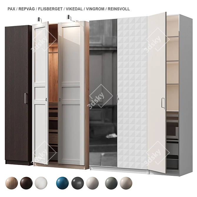 IKEA PAX Wardrobe 265 White 3D model image 1