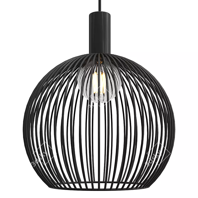 Sleek Steel Globe Pendant Light 3D model image 1