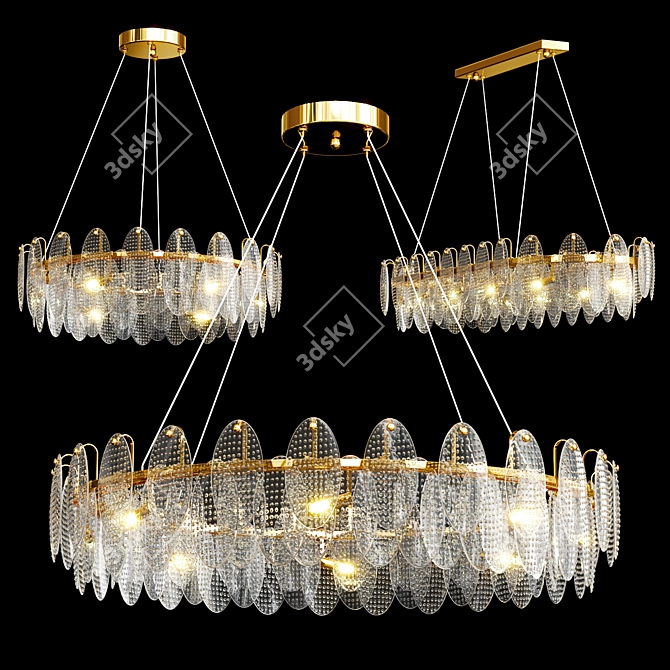 Luxury Crystal Metal Chandelier Collection 3D model image 1