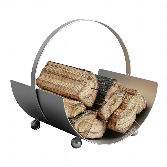 Sleek Steel Log Holder Stand 3D model image 1