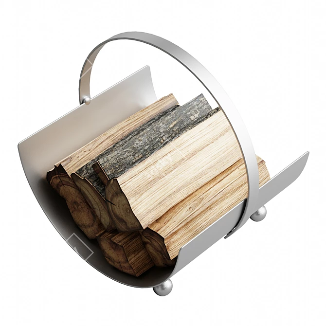 Sleek Steel Log Holder Stand 3D model image 4