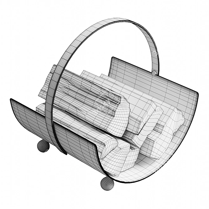 Sleek Steel Log Holder Stand 3D model image 6