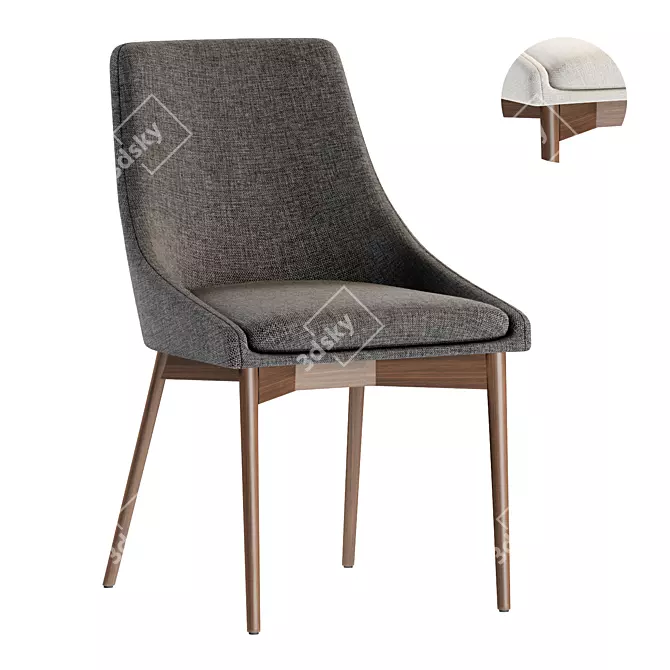 Contemporary Linen Side Chair - 3D Model 3D model image 1