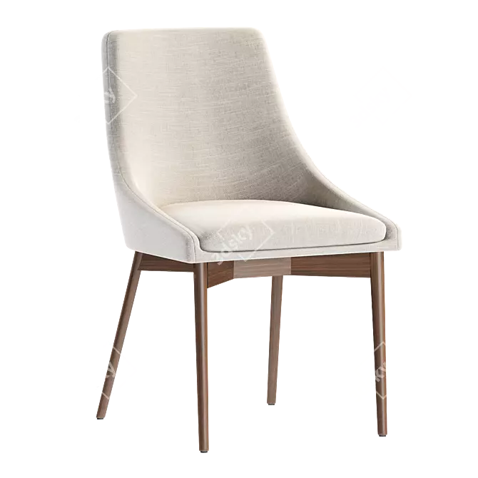 Contemporary Linen Side Chair - 3D Model 3D model image 2