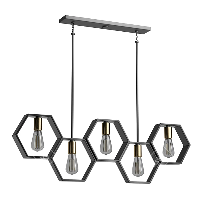 Geometric Black and Gold Chandelier 3D model image 1