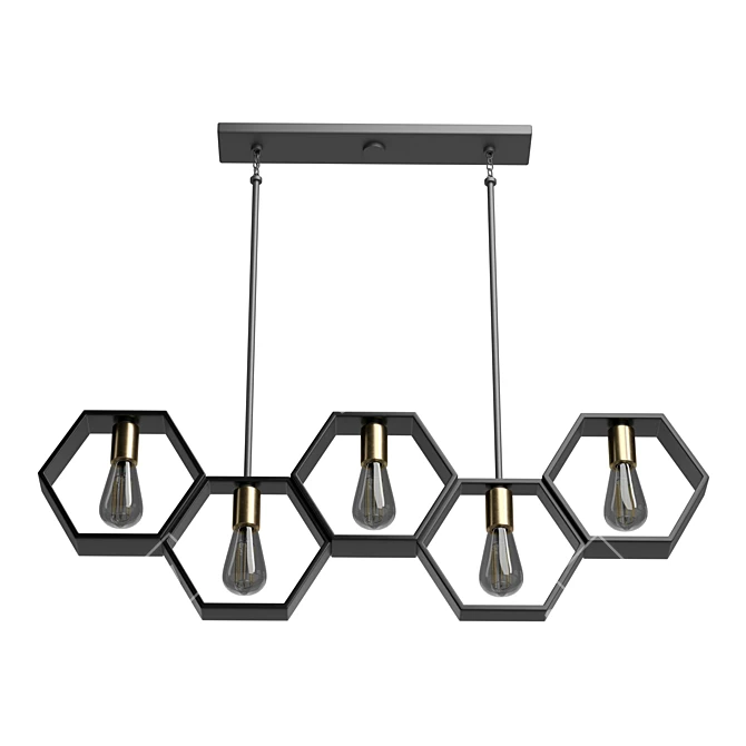 Geometric Black and Gold Chandelier 3D model image 3