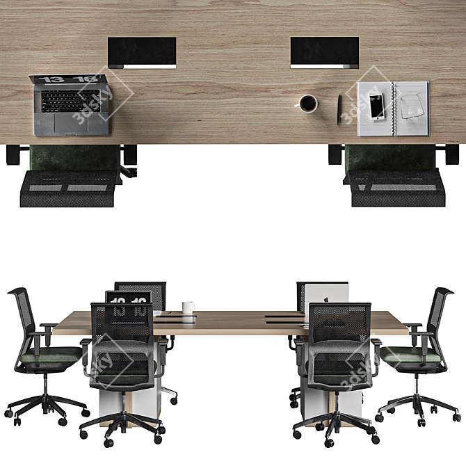 Modern Office Conference Table Set 3D model image 8