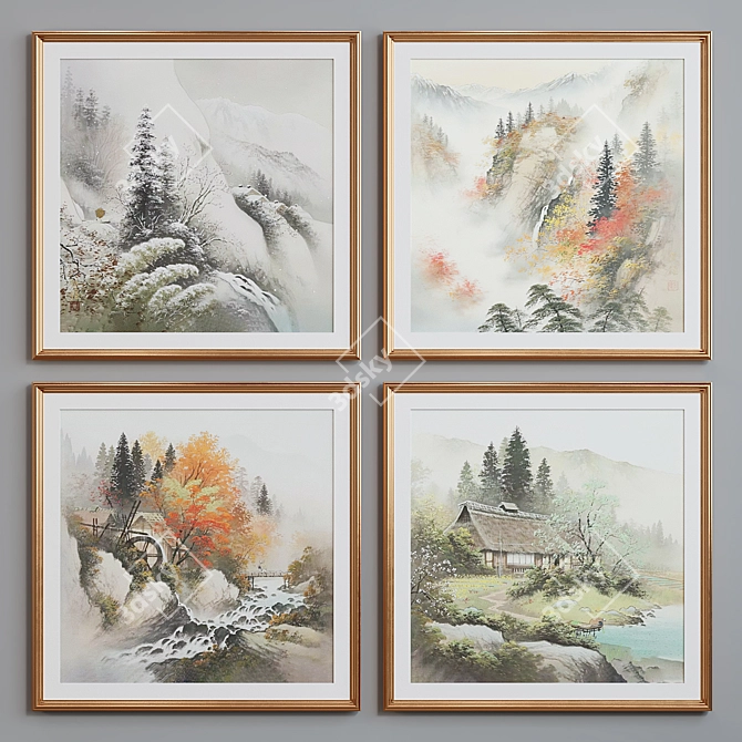 Modern Landscape Picture Frame Set 3D model image 2