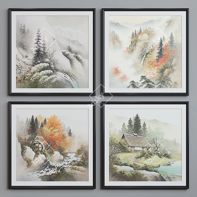 Modern Landscape Picture Frame Set 3D model image 4