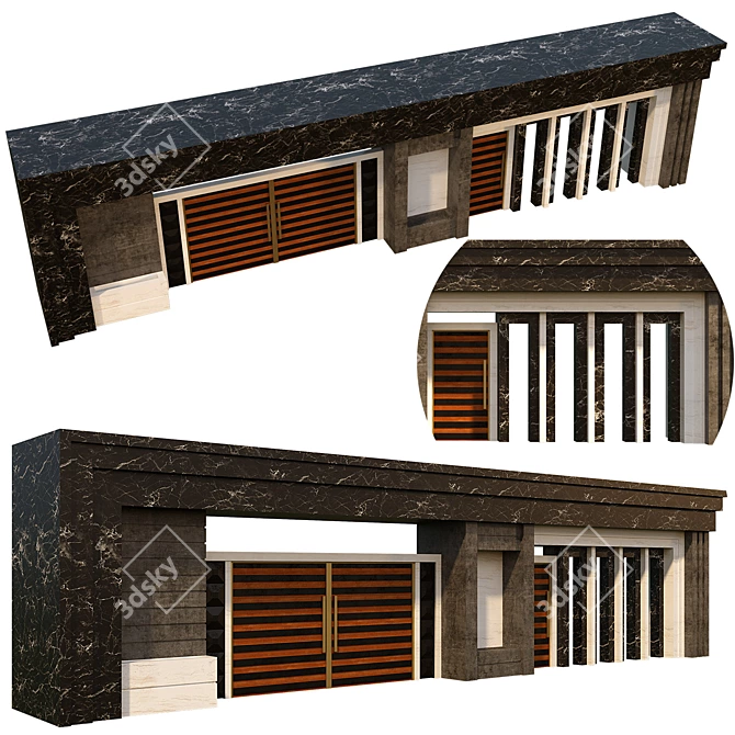 Sleek Stone Gate Model 3D model image 1