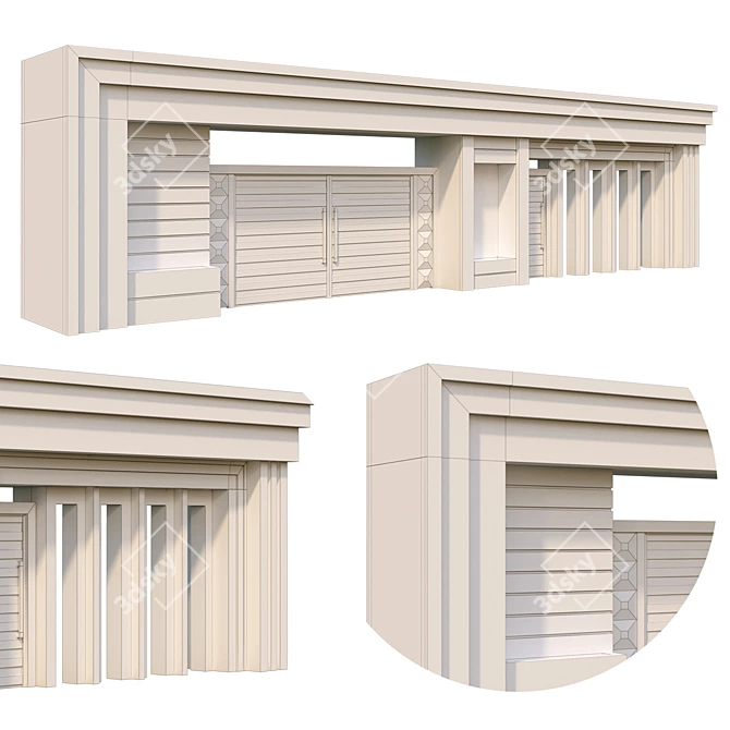 Sleek Stone Gate Model 3D model image 3