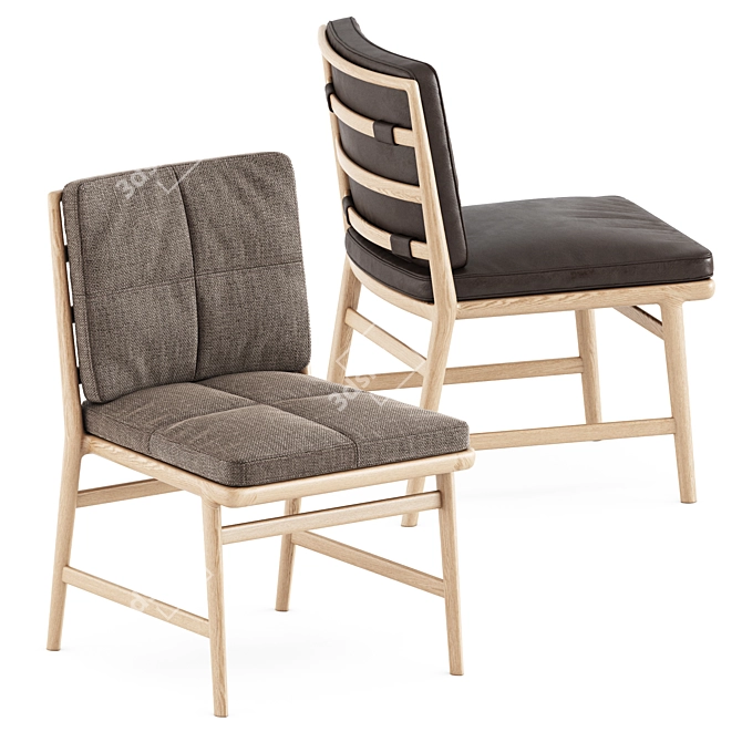 Elegant Ladder Back Chair 3D model image 2