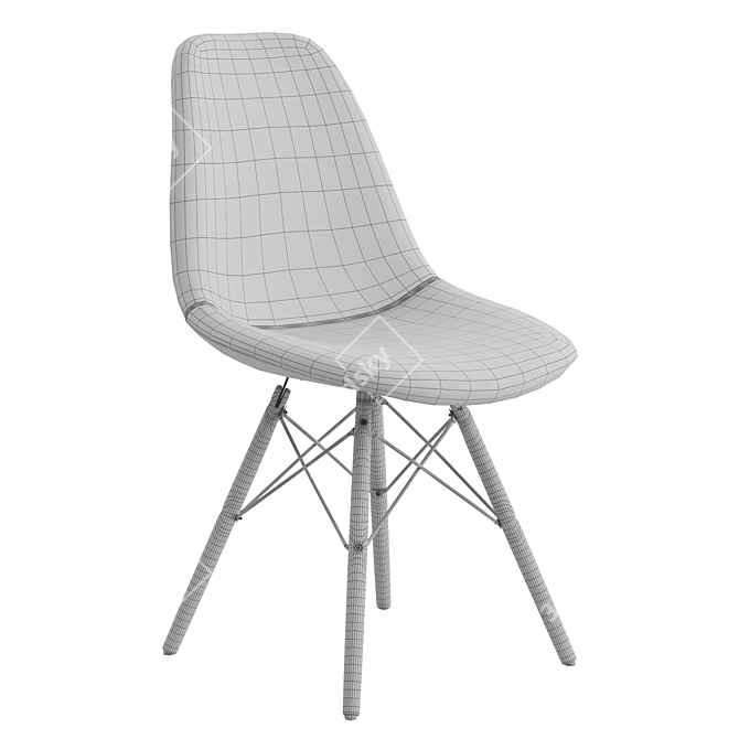 Modern Fabric Chair with Wooden Legs 3D model image 5