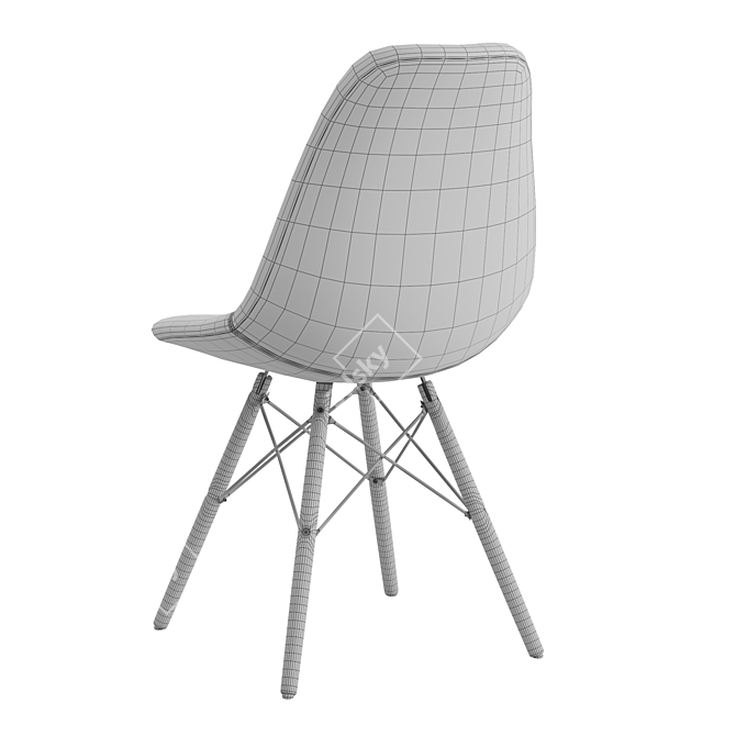 Modern Fabric Chair with Wooden Legs 3D model image 6