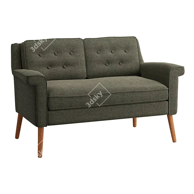 Retro Chic Dana Loveseat, Pecan 3D model image 1