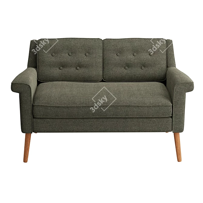 Retro Chic Dana Loveseat, Pecan 3D model image 2