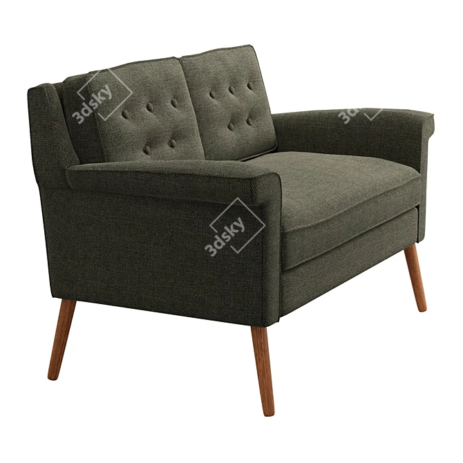 Retro Chic Dana Loveseat, Pecan 3D model image 3