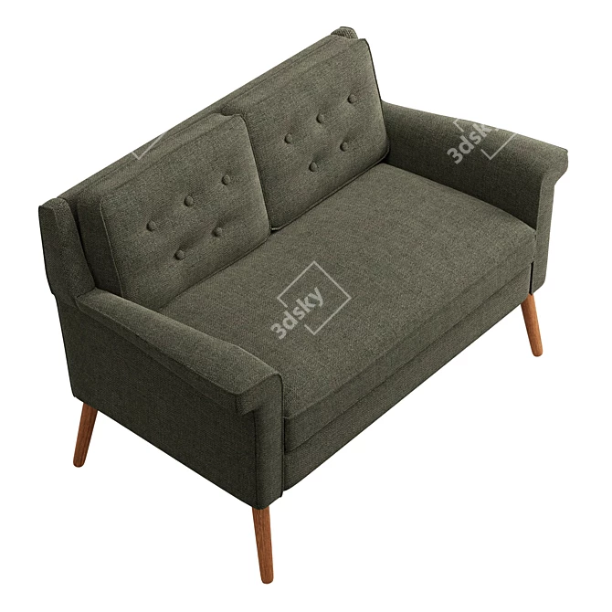 Retro Chic Dana Loveseat, Pecan 3D model image 5