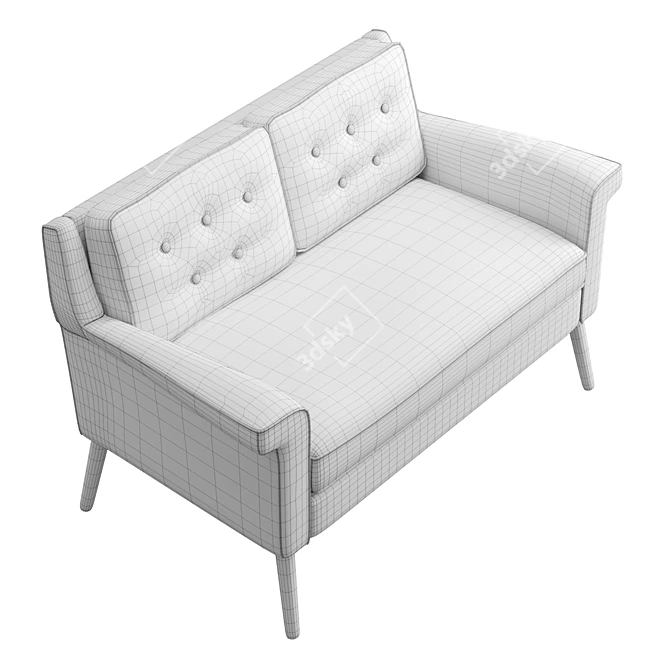 Retro Chic Dana Loveseat, Pecan 3D model image 6