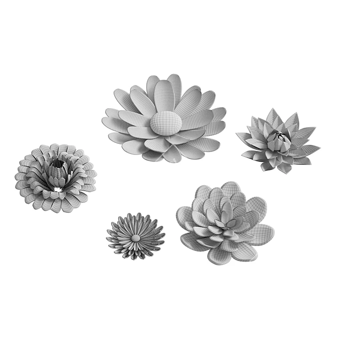 Antique Metal Flower Wall Decor 3D model image 6