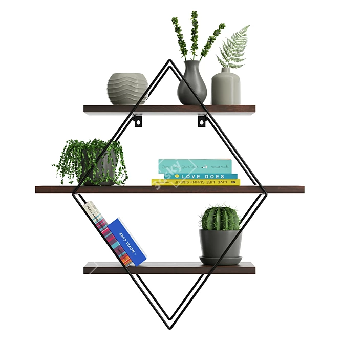 Modern 3-Tier Wire Shelf 3D model image 2