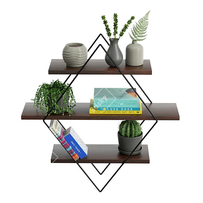 Modern 3-Tier Wire Shelf 3D model image 3