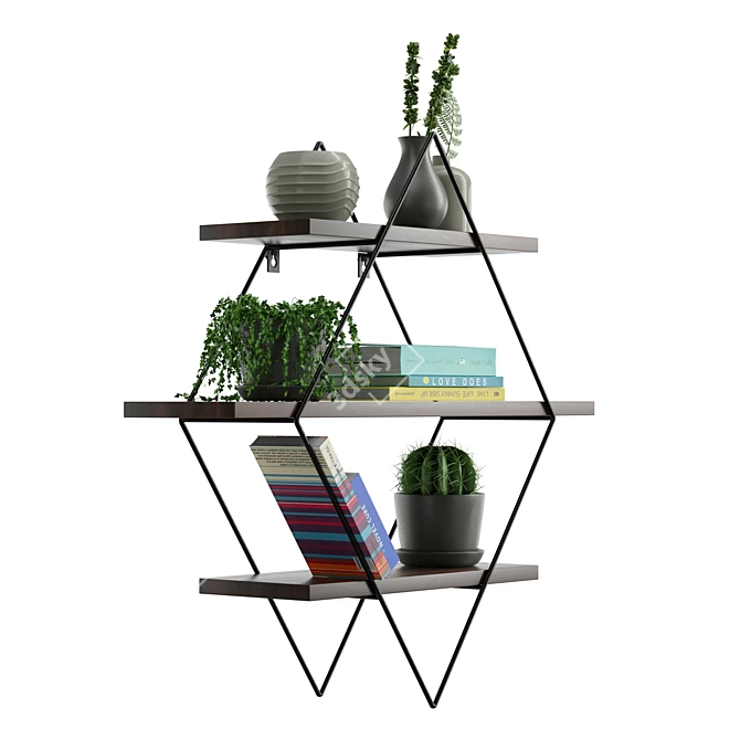 Modern 3-Tier Wire Shelf 3D model image 4