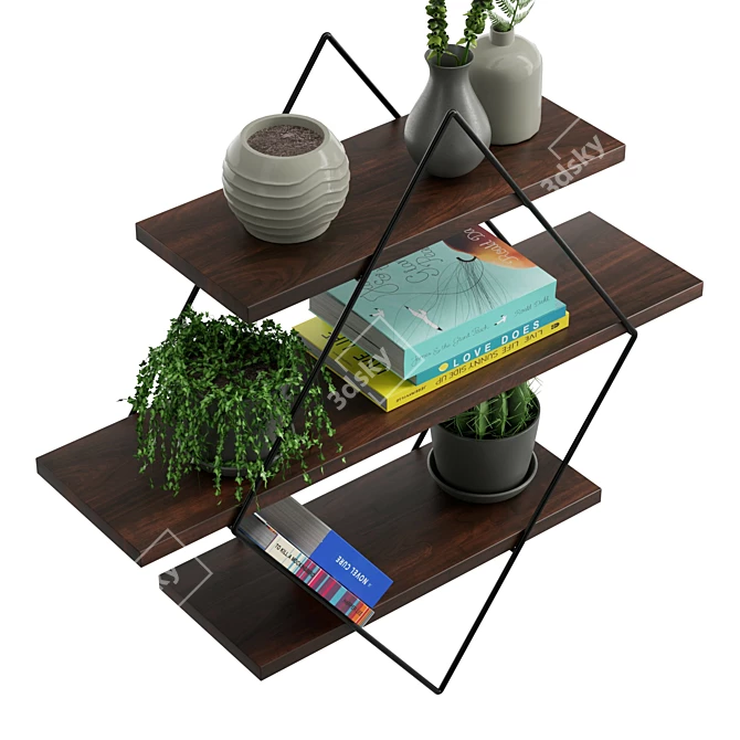 Modern 3-Tier Wire Shelf 3D model image 5