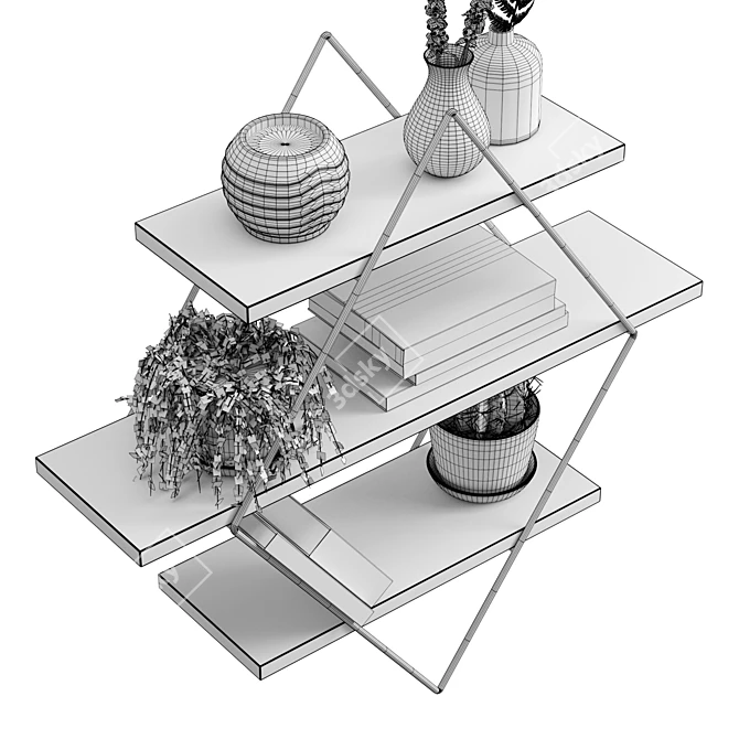 Modern 3-Tier Wire Shelf 3D model image 6